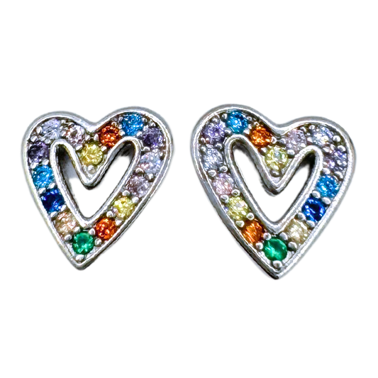 Aros Corazón Colores - Silver