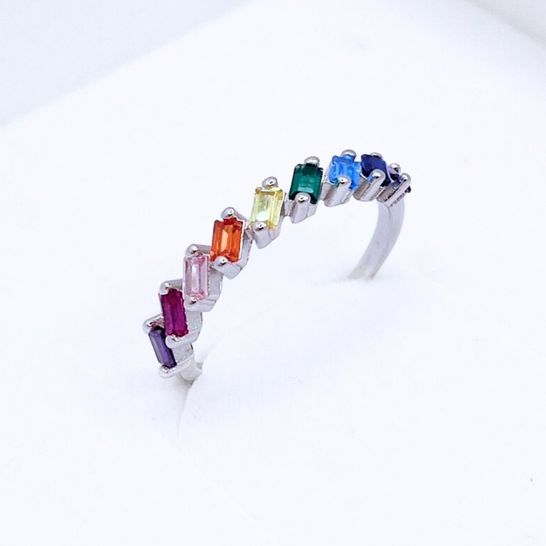 Conjunto Aros y Anillo Colores Aurora - Silver