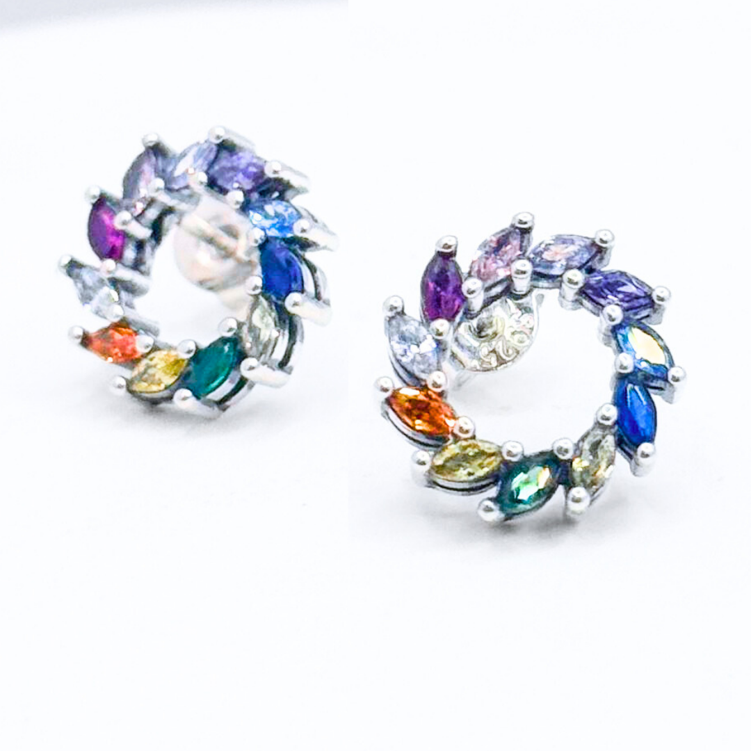 Conjunto Aros y Anillo Colores Aurora - Silver