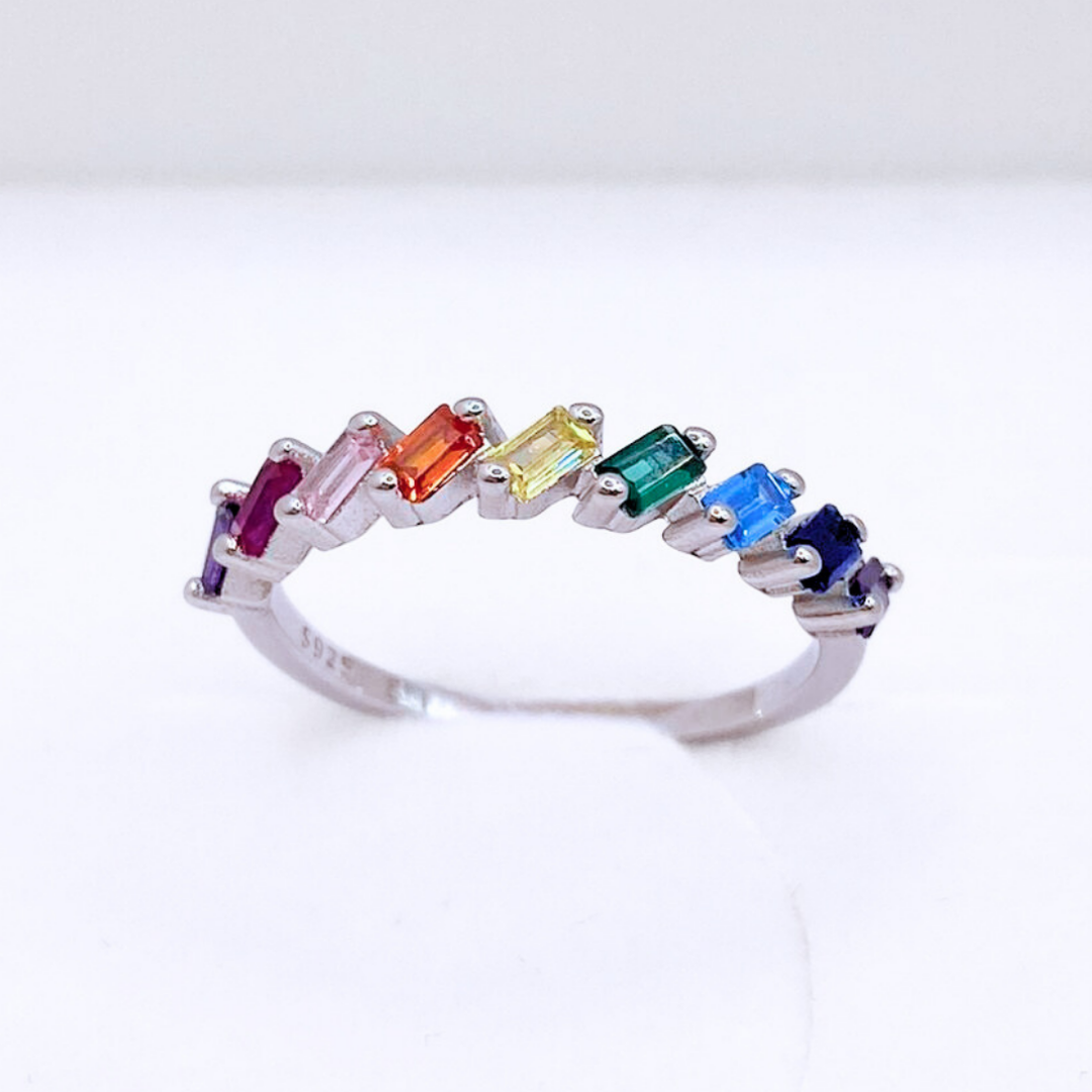 Conjunto Aros y Anillo Colores Aurora - Silver
