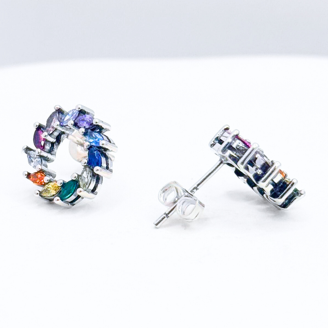 Conjunto Aros y Anillo Colores Aurora - Silver
