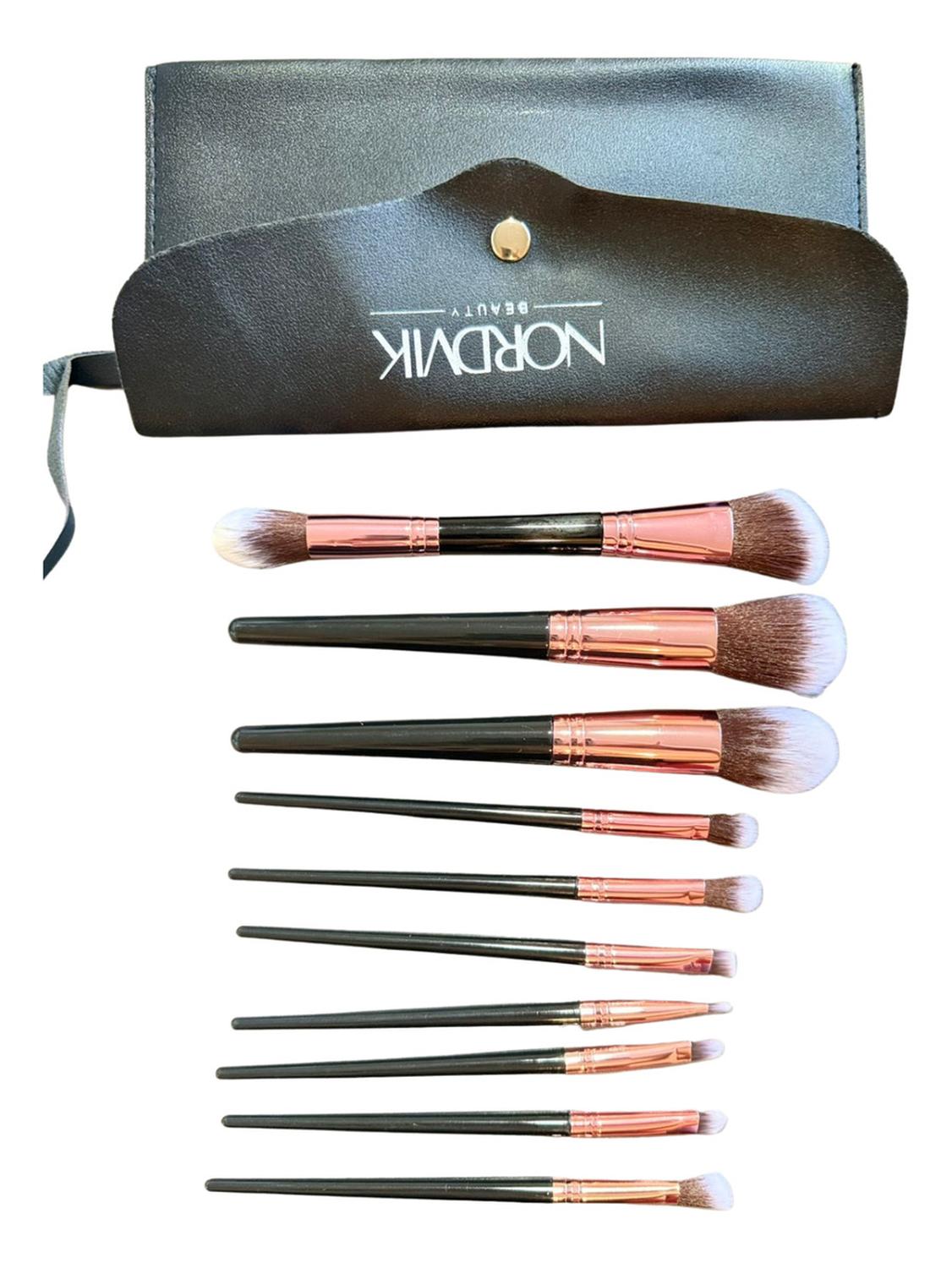 Set 10 Brochas Pinceles Maquillaje Profesional + Estuche Negro - Nordvik London