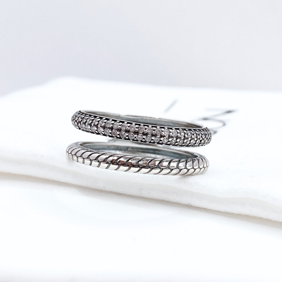 Anillo Doble Cintillo y Tallado - Silver