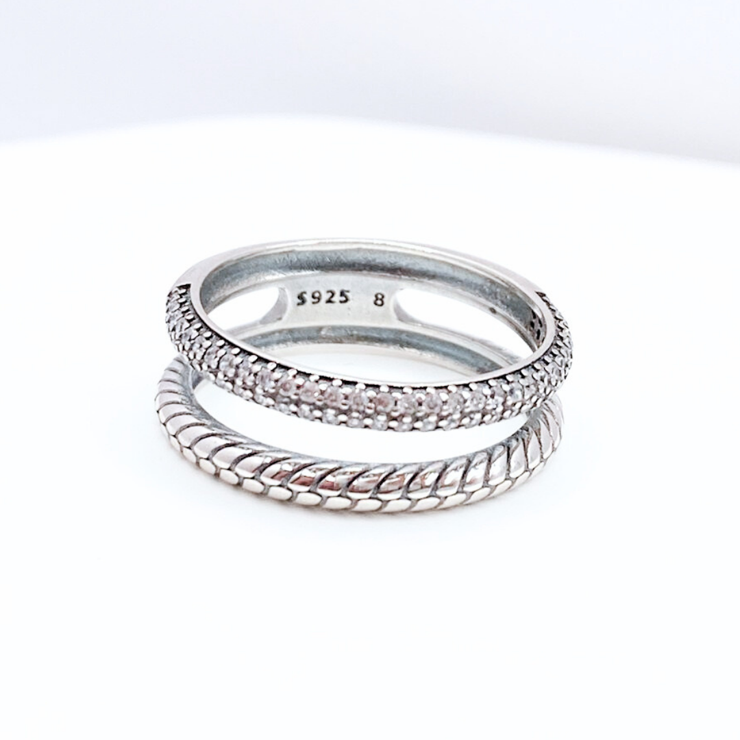 Anillo Doble Cintillo y Tallado - Silver