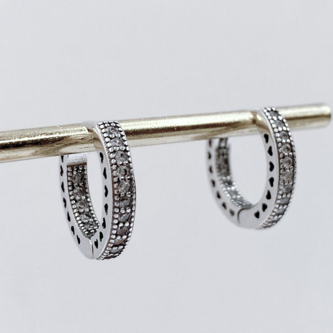Argollas Cintillo Pavé - Silver
