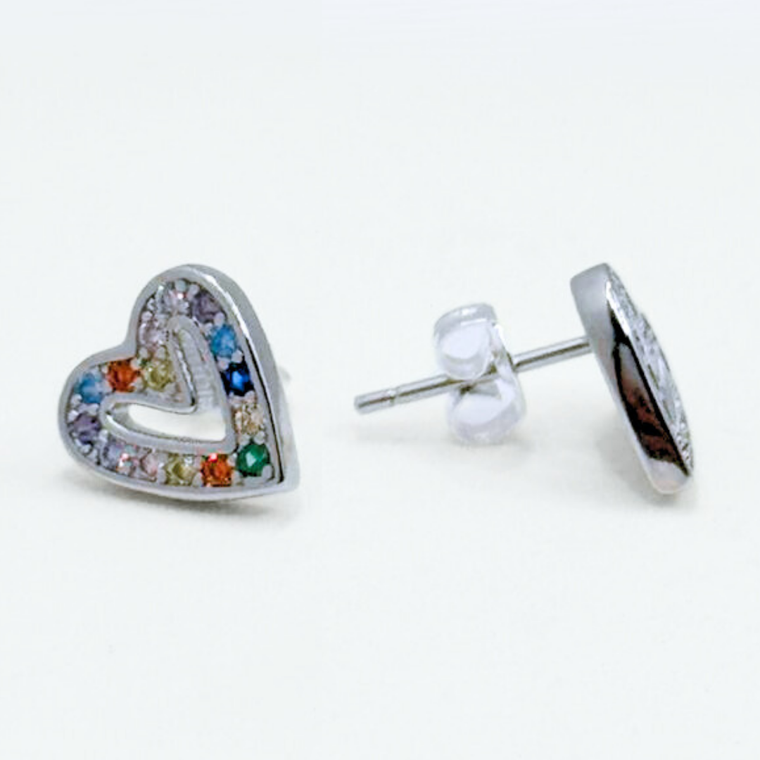 Aros Corazón Colores - Silver