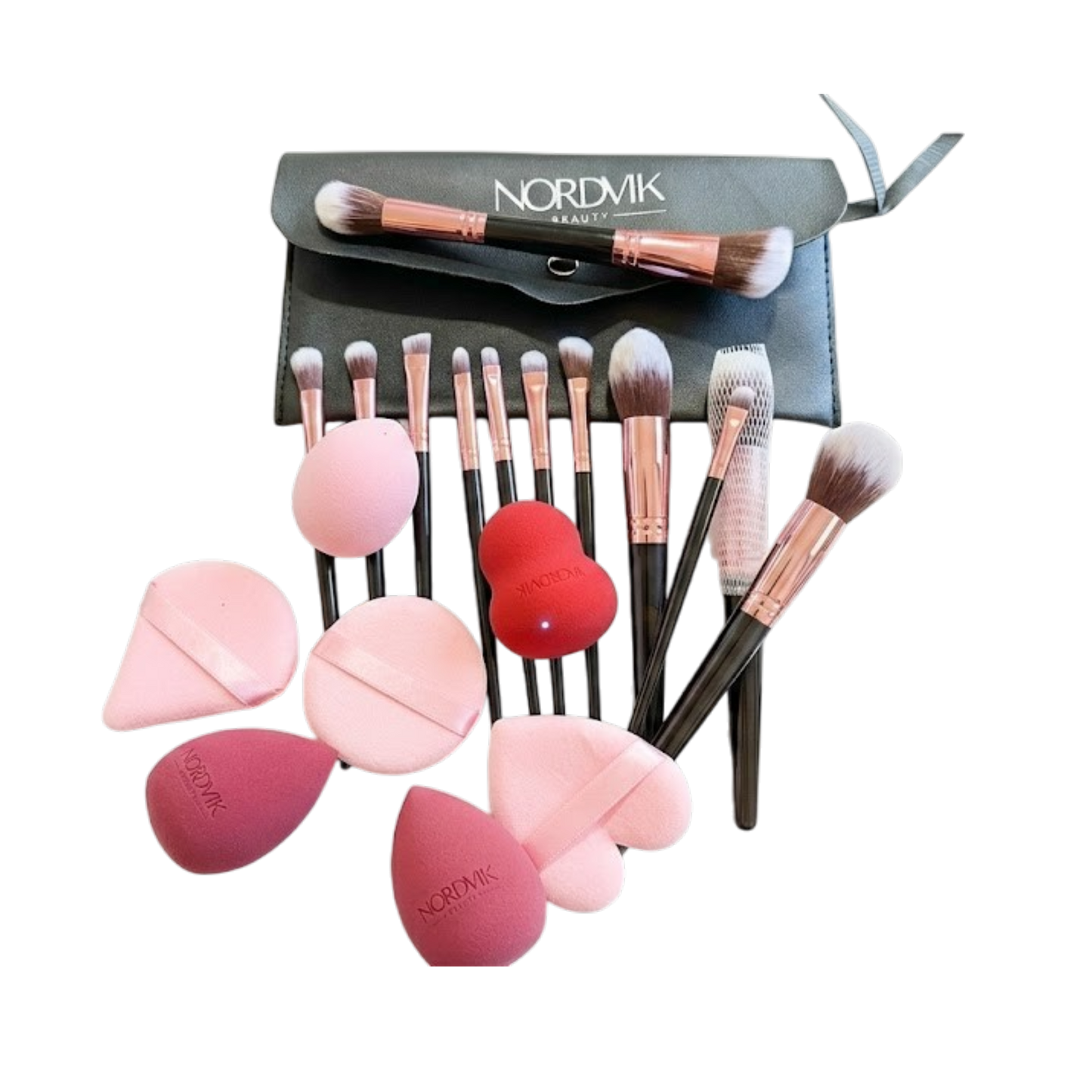 Pack Maquillaje Premium Nordvik | 10 Brochas + 7 Esponjas