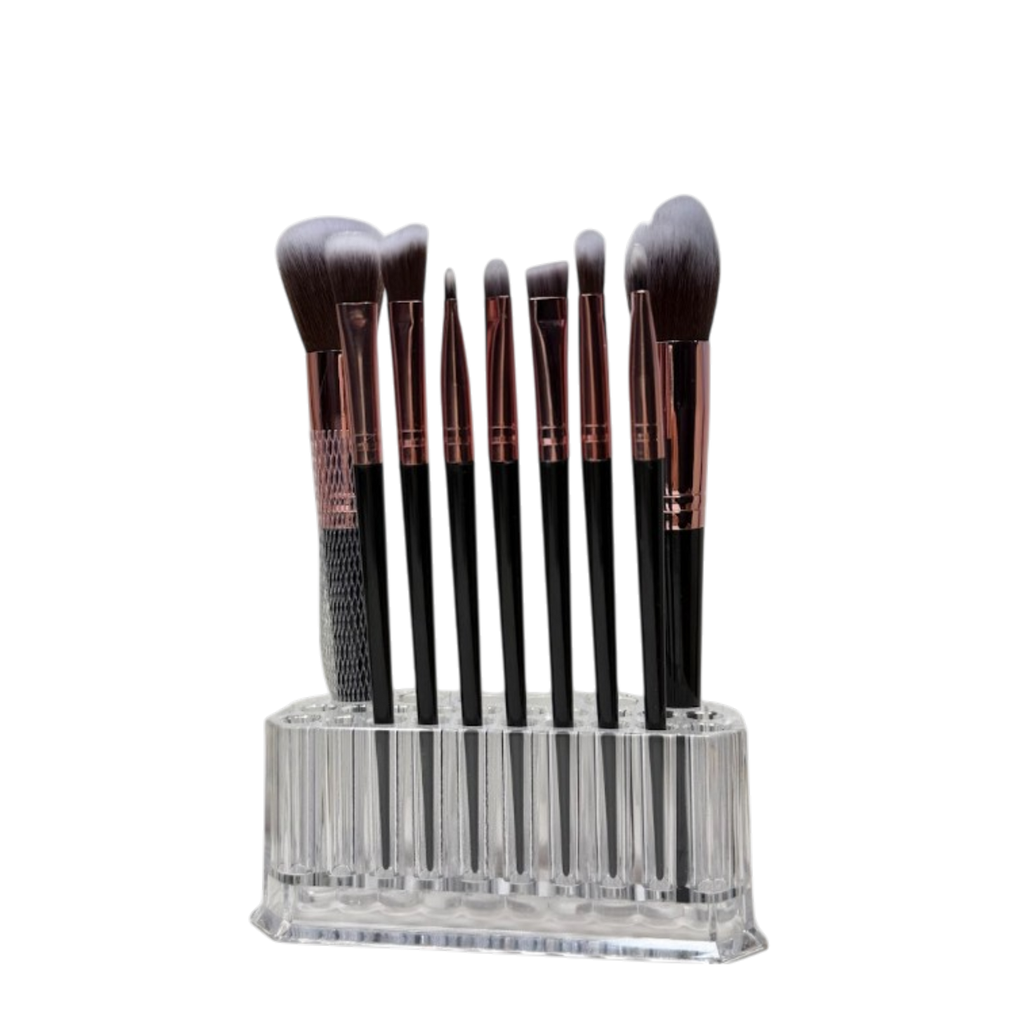 Set 10 Brochas Pinceles Maquillaje Profesional + Estuche Negro