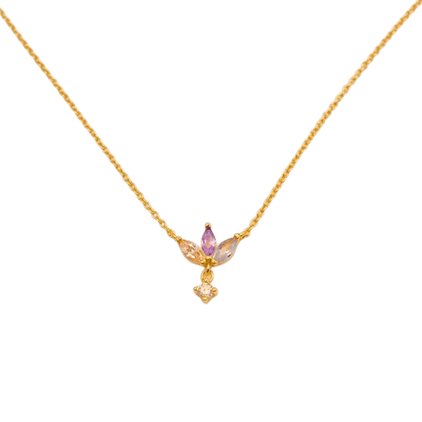 Collar Trébol Tricolor Oro 18K con Circonitas Pavé - Gold - Nordvik London