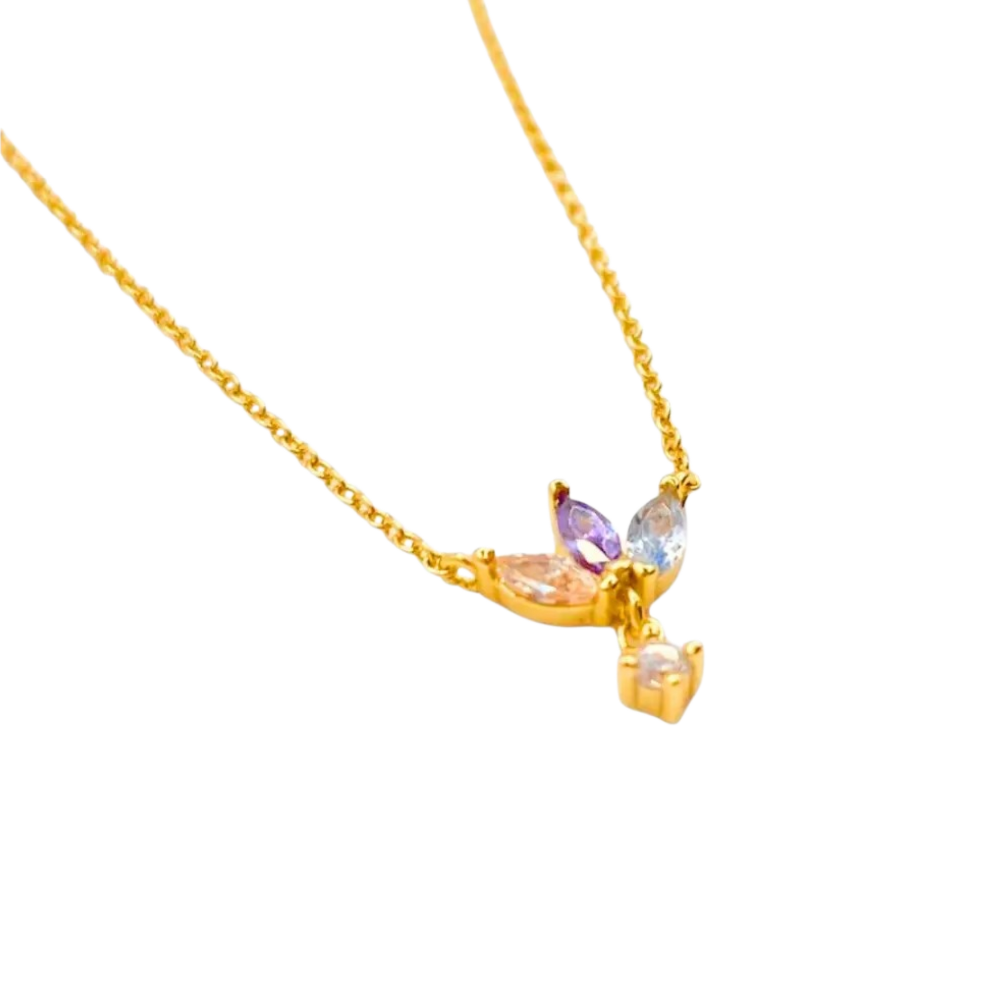 Collar Trébol Tricolor Oro 18K con Circonitas Pavé - Gold - Nordvik London