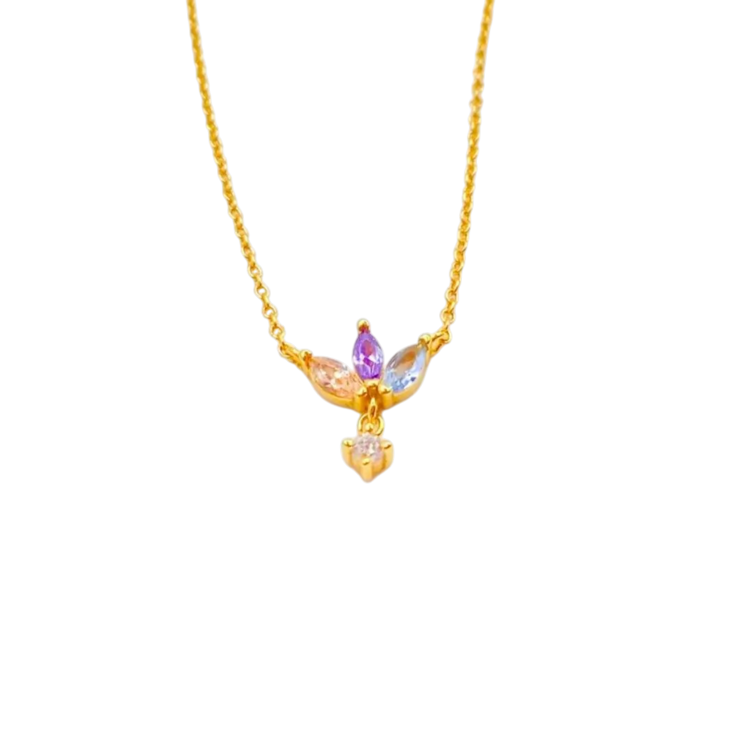 Collar Trébol Tricolor Oro 18K con Circonitas Pavé - Gold - Nordvik London