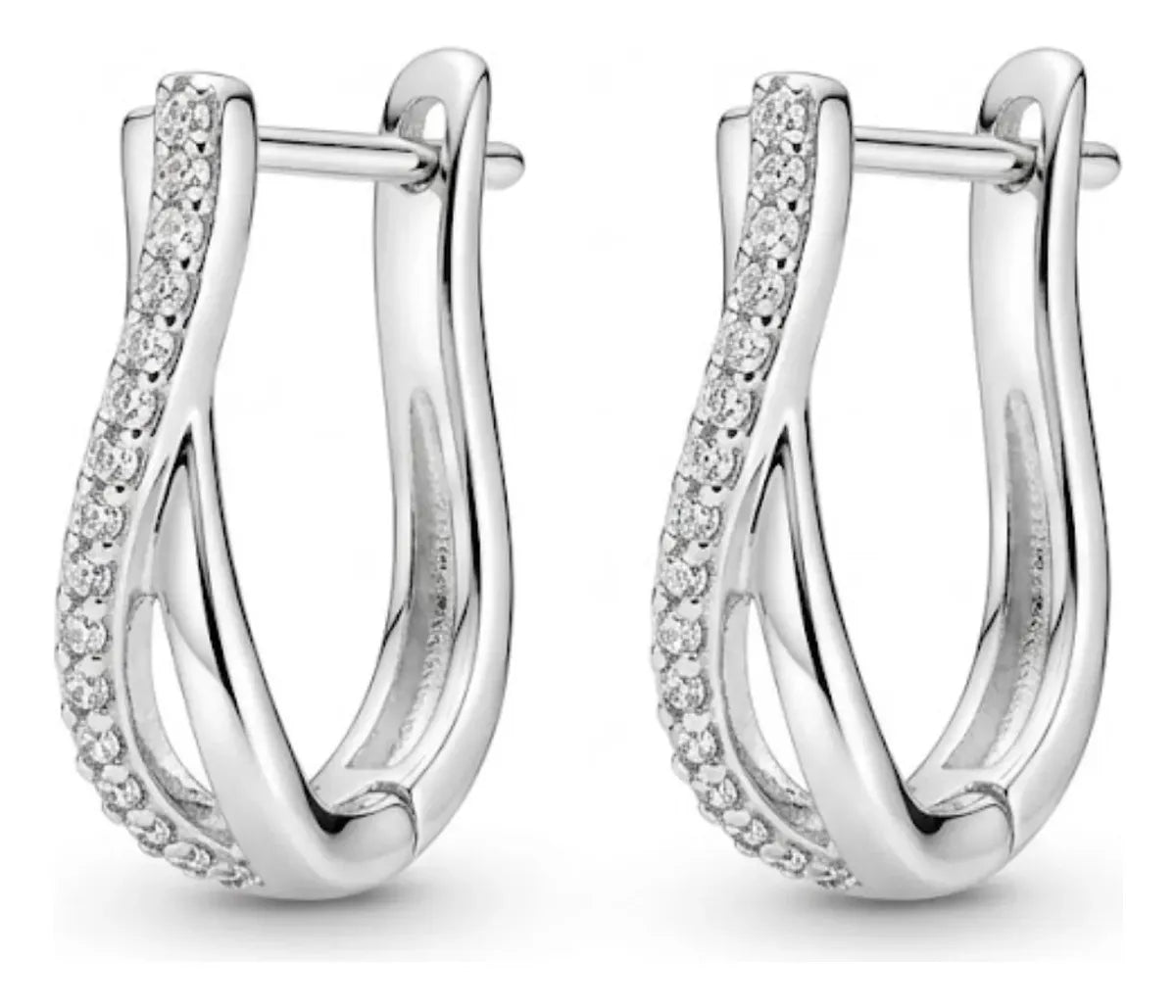 Argollas Forma X Ovalada con Circonitas Pavé | Silve
