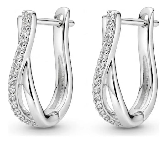 Argollas Forma X Ovalada con Circonitas Pavé | Silve
