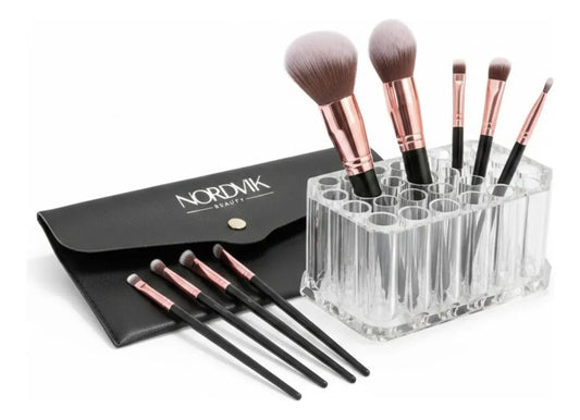 Set Brochas de Maquillaje Profesional con Organizador | 10 Piezas