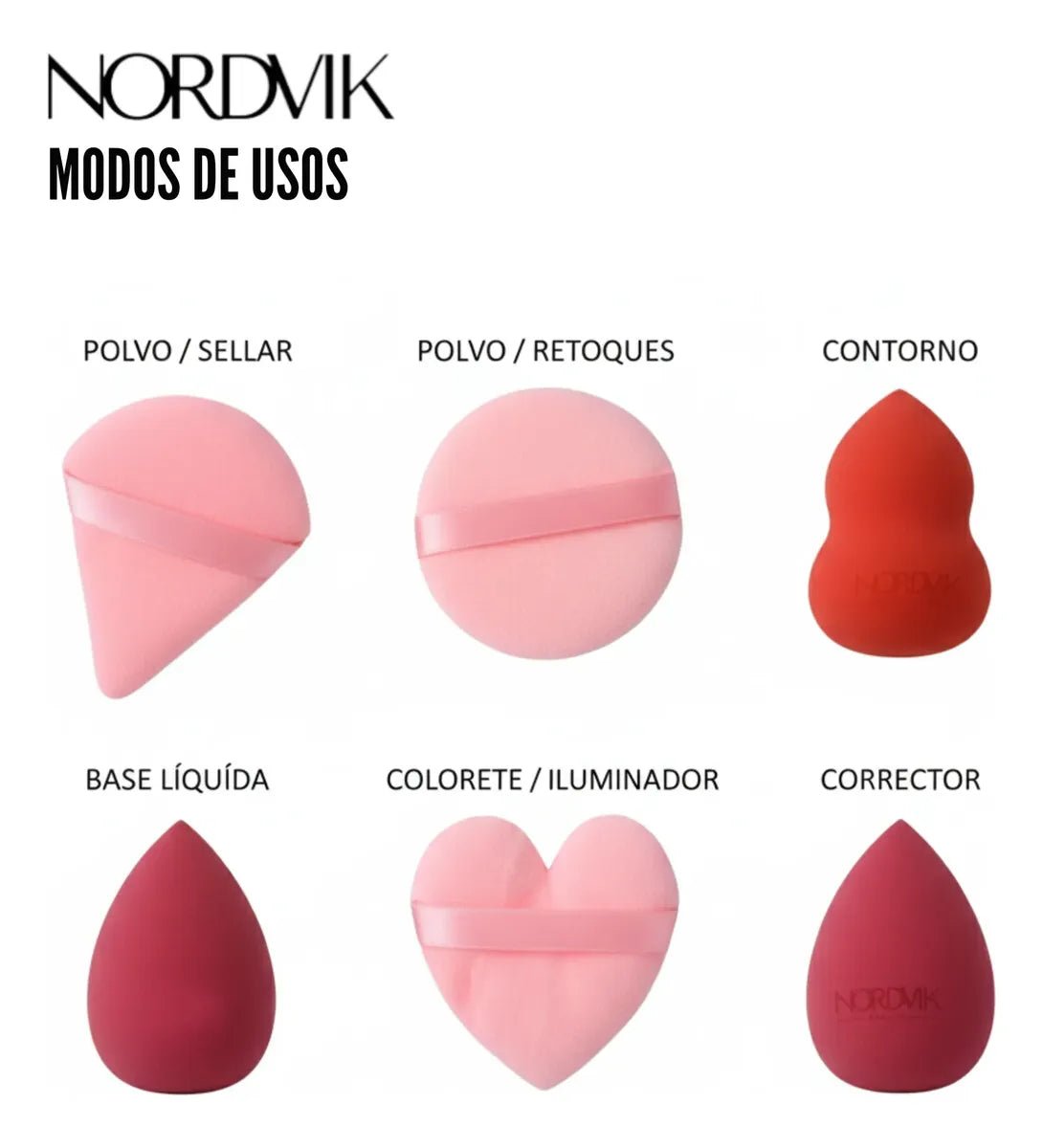 Set 7 Esponjas de Maquillaje Beauty Blender | Violeta y Rosado - Nordvik London