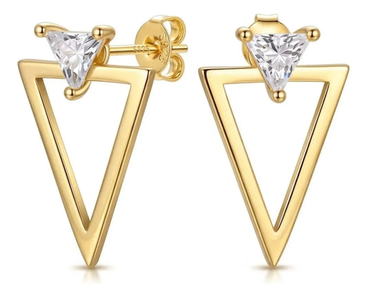 Aro Triangular  Chapado Oro 18K Circonita | 2 Usos | Dold