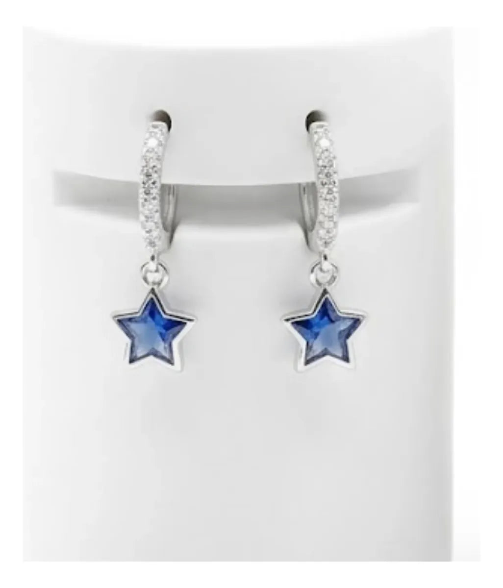 Argolla Estrella Circón Azul Pavé - Silve