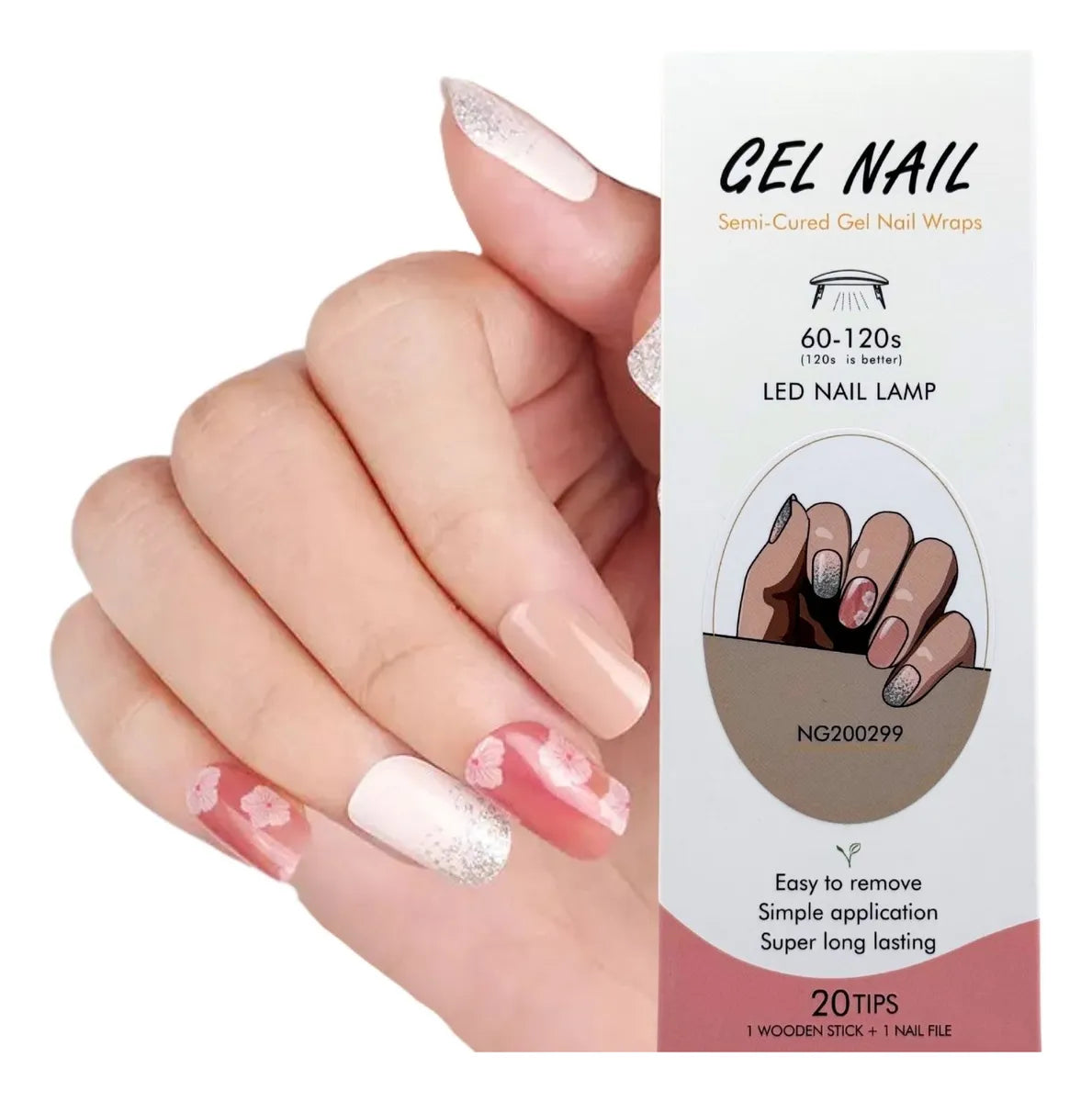 Uñas Gel Semi Curado Manicure - Flores Cherry Blossom
