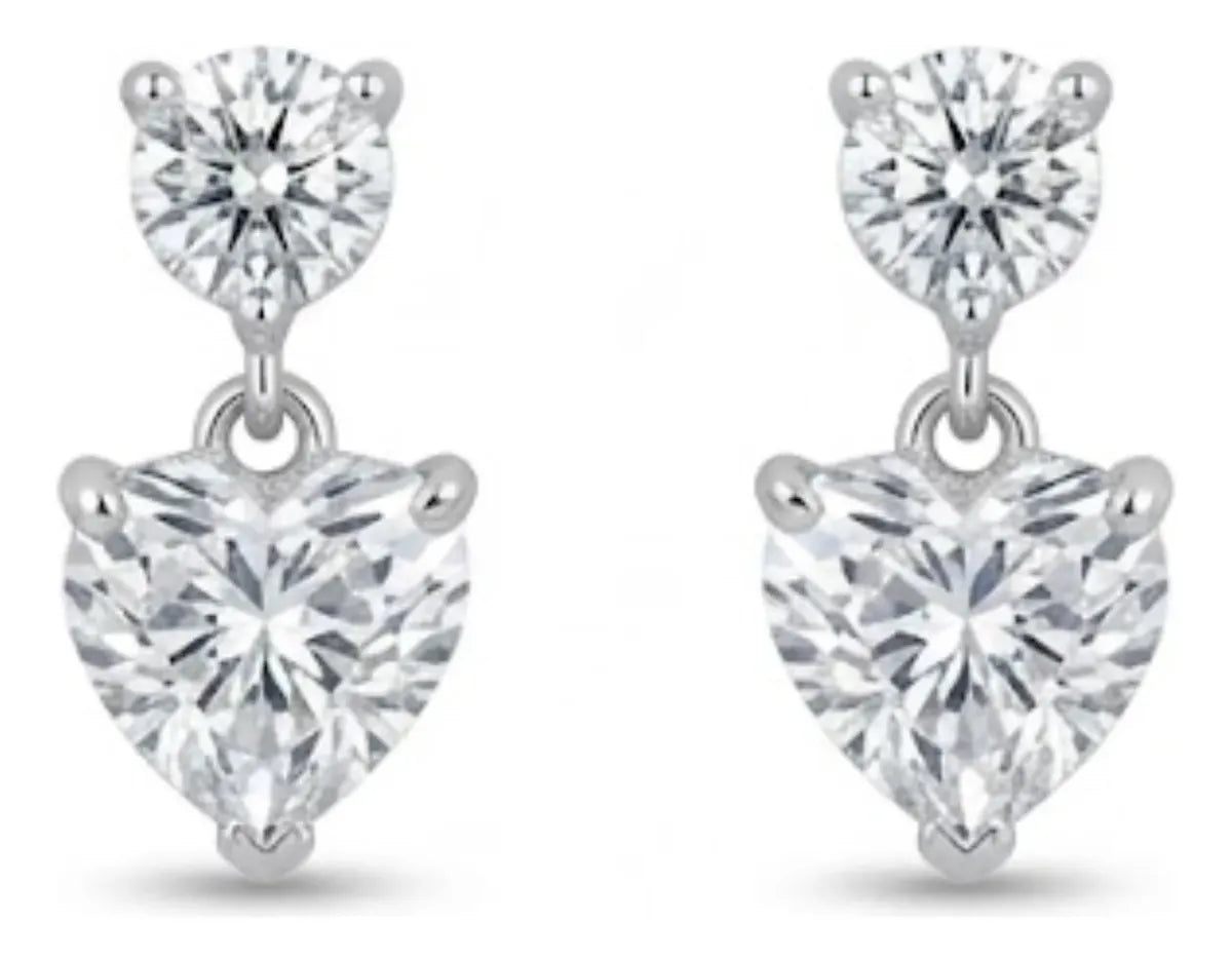 Aros Pegados Corazón Circonita Blanca | Silve