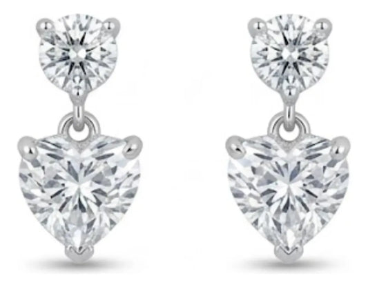 Aros Pegados Corazón Circonita Blanca | Silve
