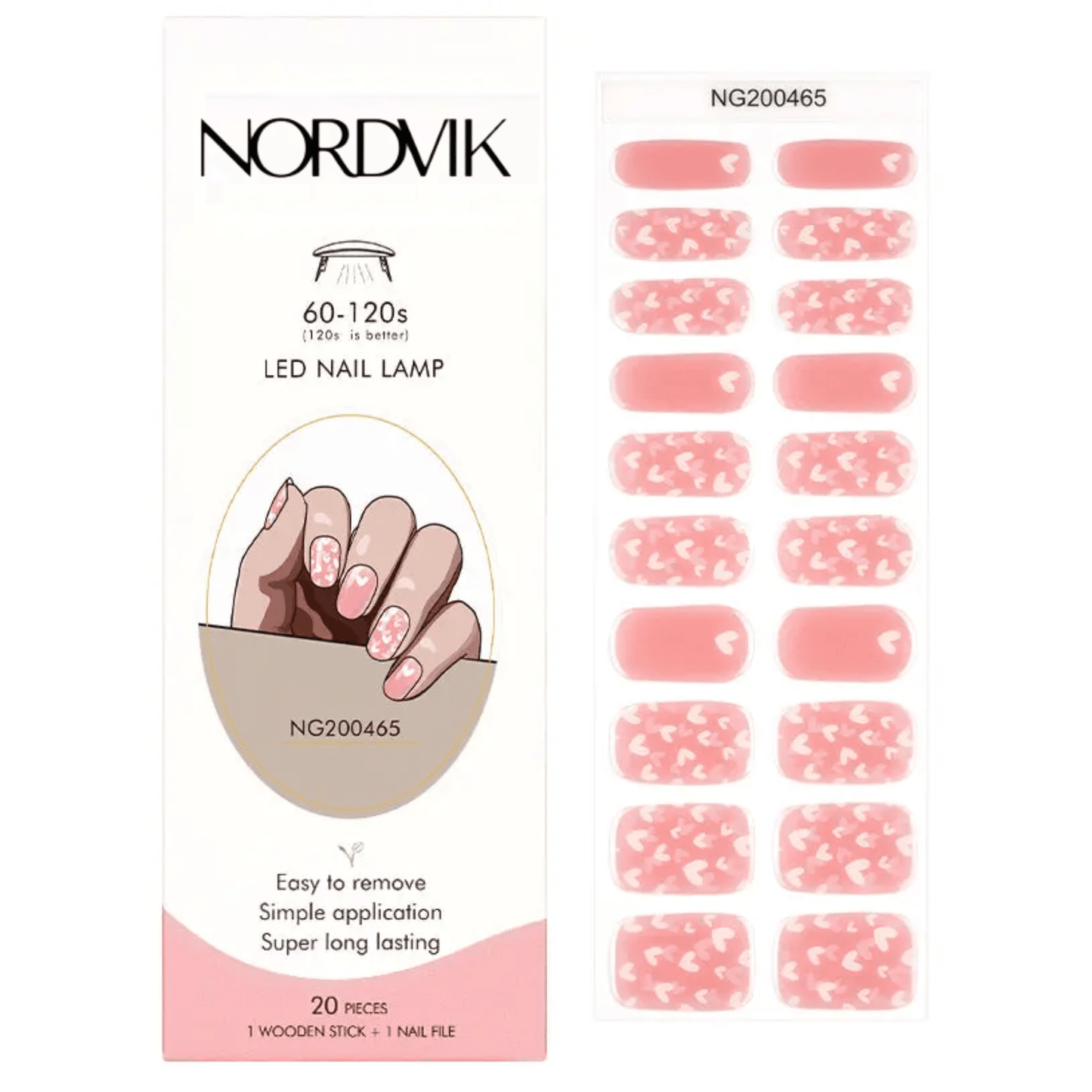 Uñas Gel Semi Curado Manicure - Corazones Rosados - Nordvik London