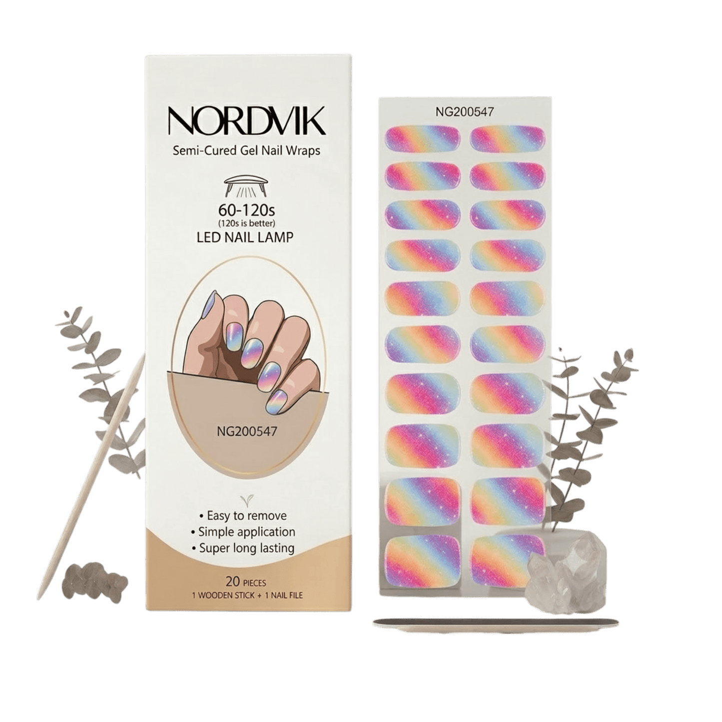 Uñas Gel Semi Curado Manicure - Rainbow Pastel Ombré - Nordvik London