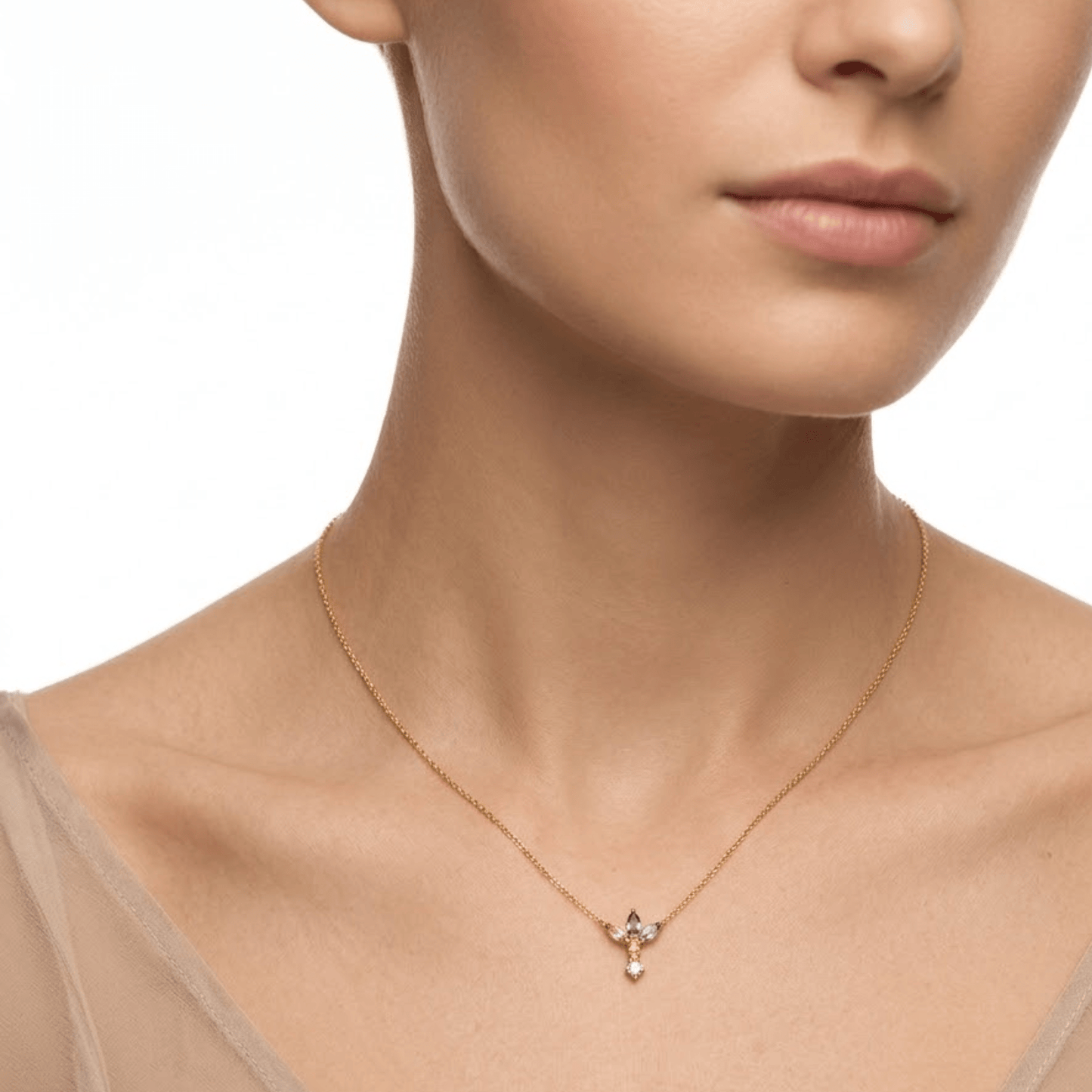 Collar Trébol Tricolor Oro 18K con Circonitas Pavé - Gold - Nordvik London