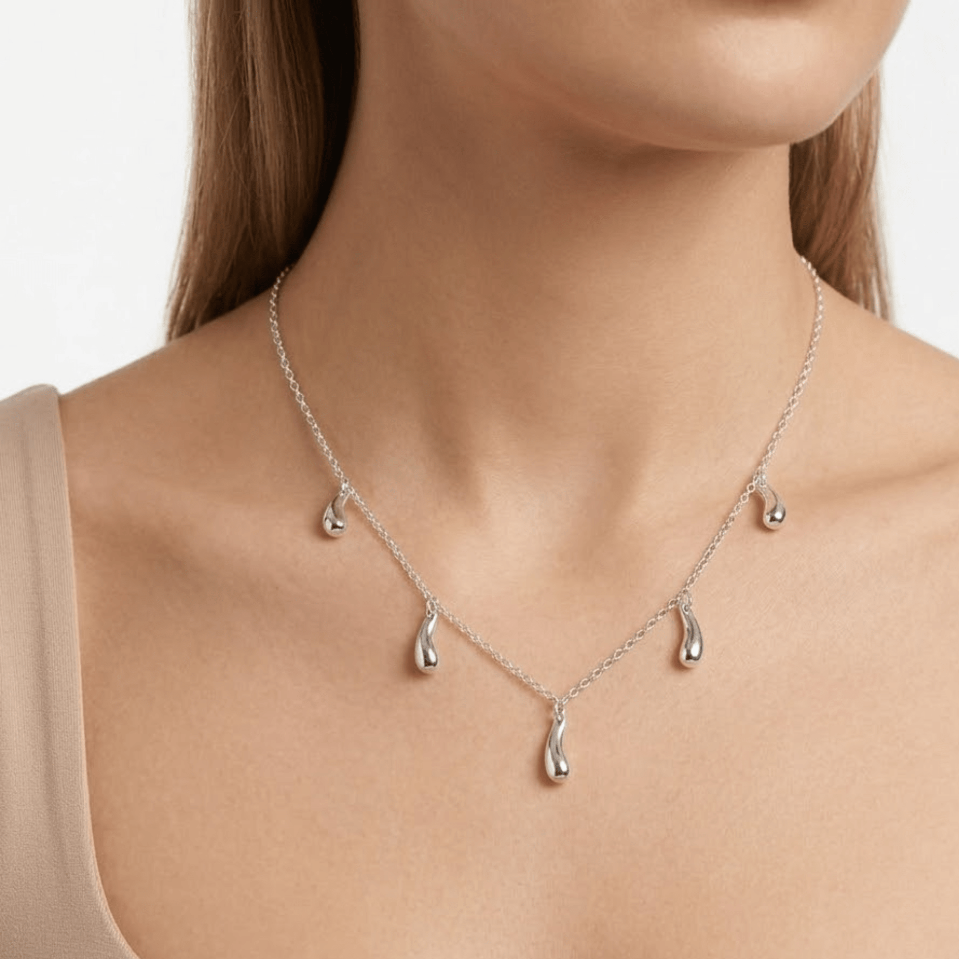 Collar Gotitas Colgantes Minimalista - Silver - Nordvik London