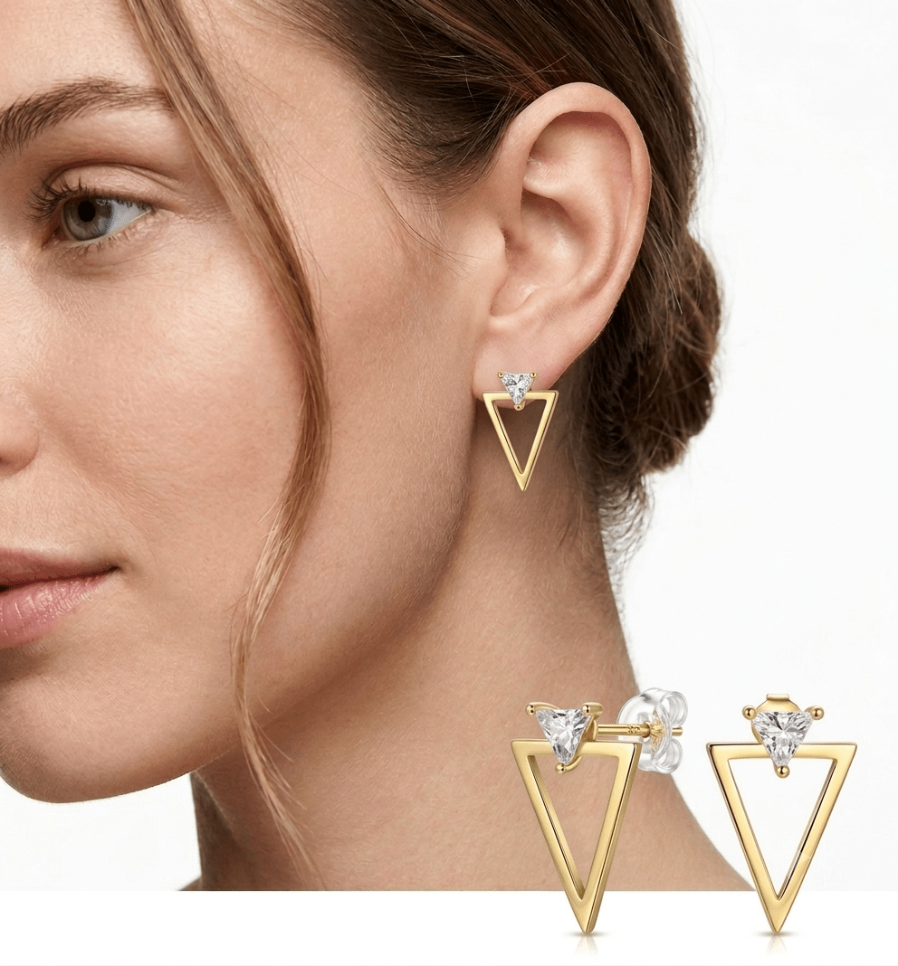 Aro Triangular Chapado Oro 18K con Circonita | 2 Usos - Nordvik London