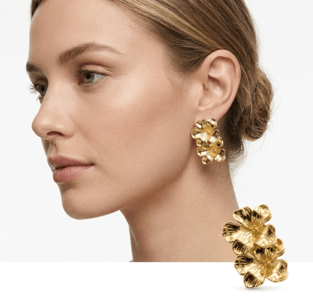 Aros Flor Elegante Chapados en Oro 14K Gold - Nordvik London