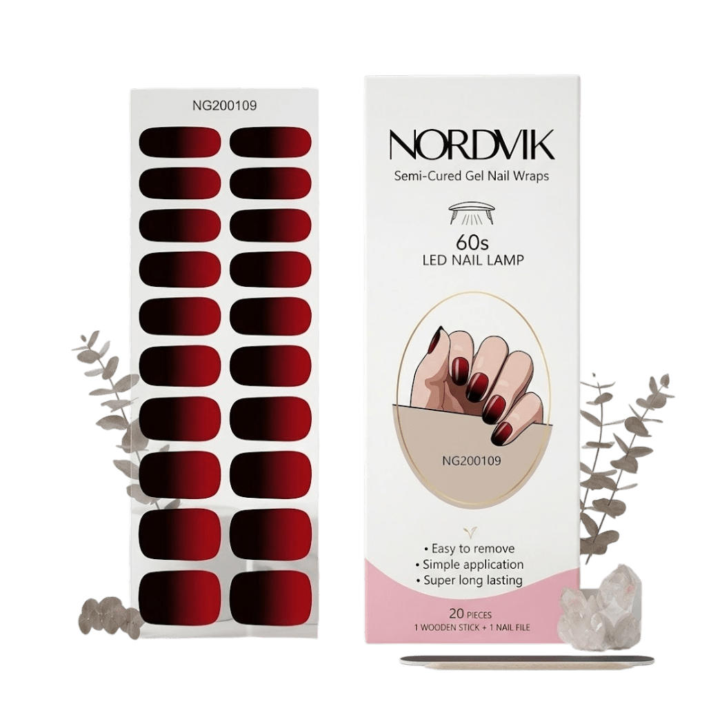 Uñas Gel Semi Curado Manicure - Degradé Vino Tinto - Nordvik London