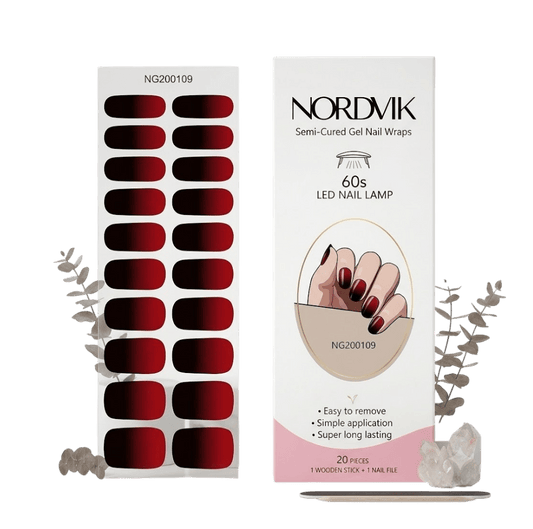 Uñas Gel Semi Curado Manicure - Degradé Vino Tinto - Nordvik London