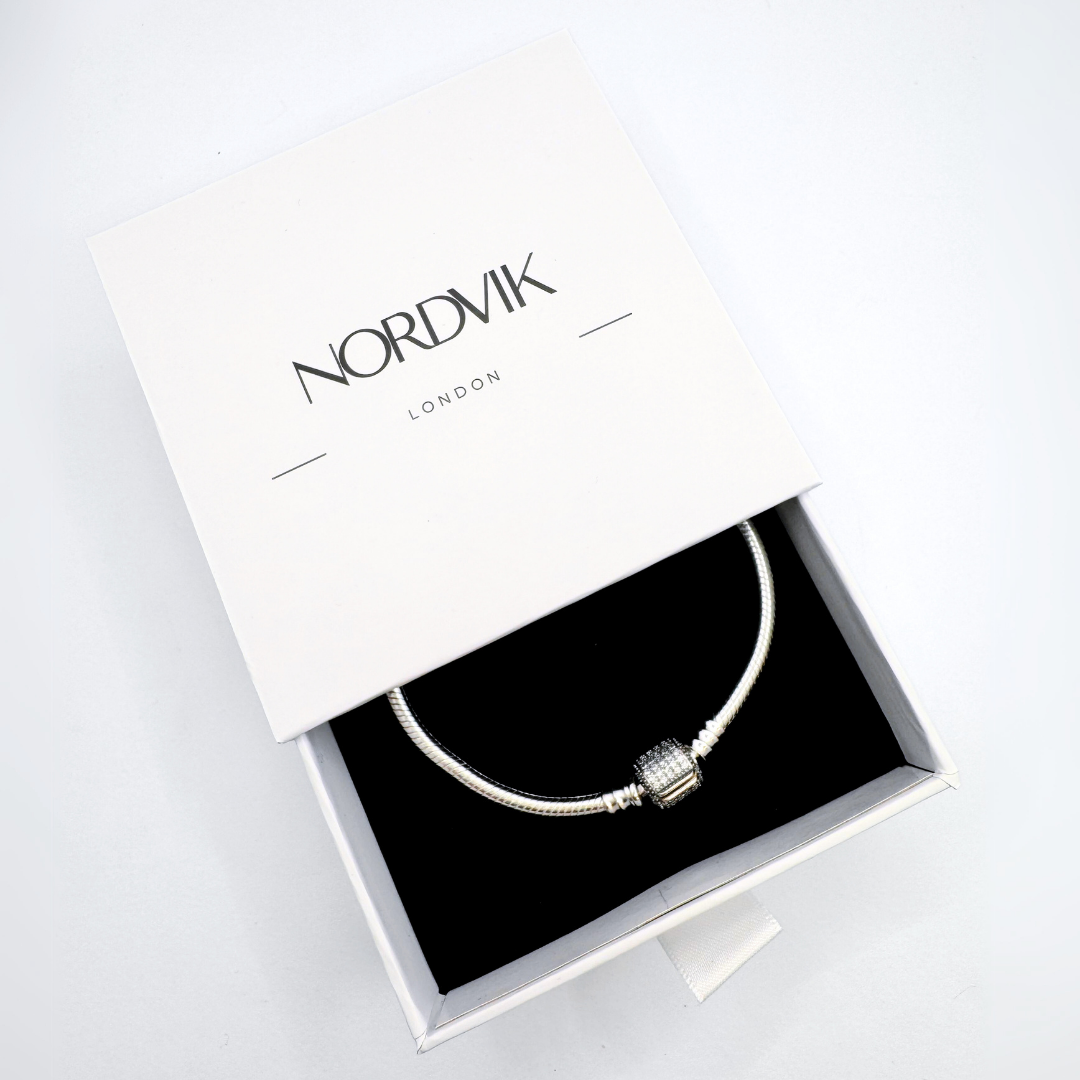 Pulsera Charms Barril Pavé - Silver