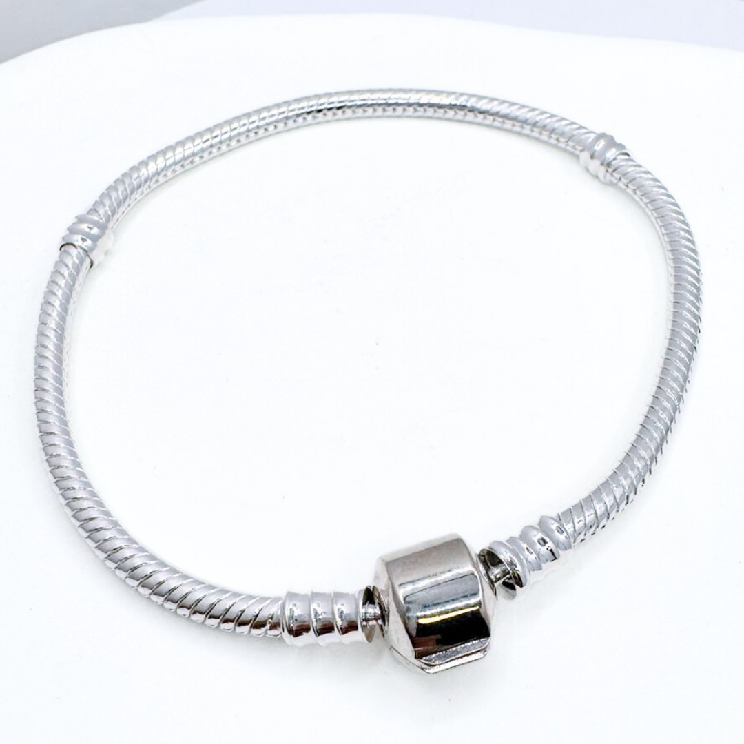 Pulsera Charms Barril Liso - Silver
