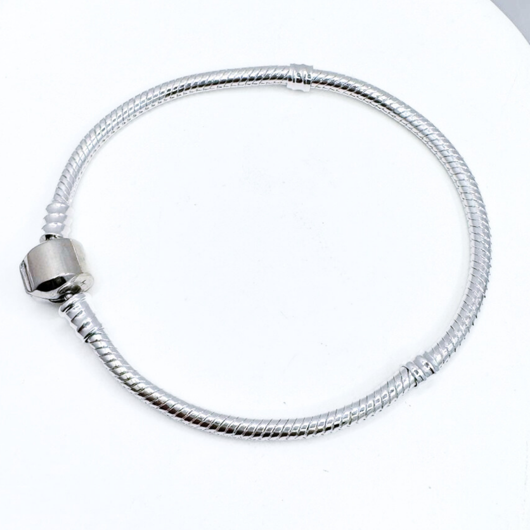 Pulsera Charms Barril Liso - Silver