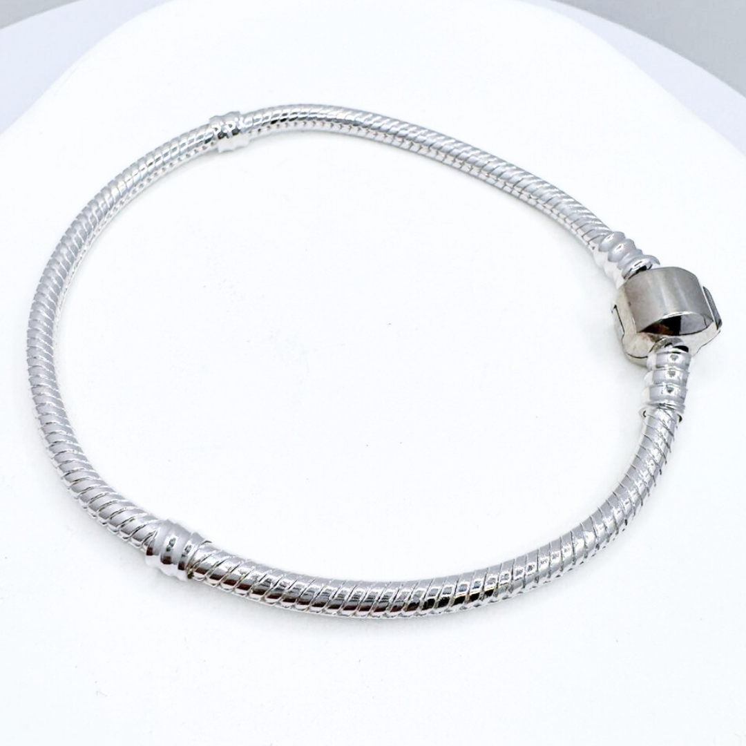 Pulsera Charms Barril Liso - Silver