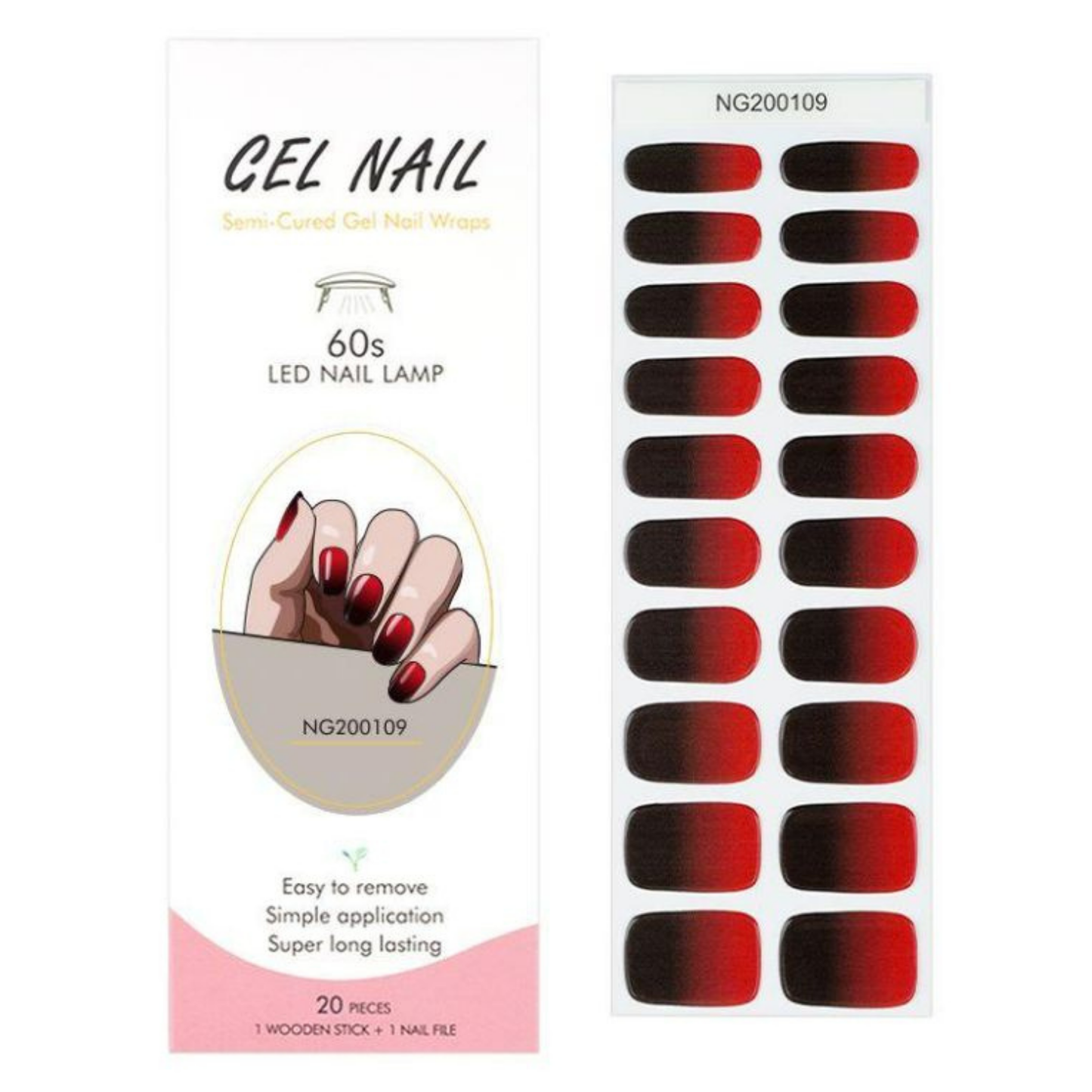 Uñas Gel Semi Curado Manicure - Degradé Vino Tinto