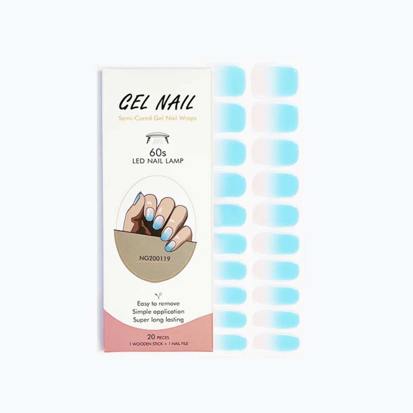 Uñas Gel Semi Curado Manicure - Sunrise Degrade Celeste Rosado