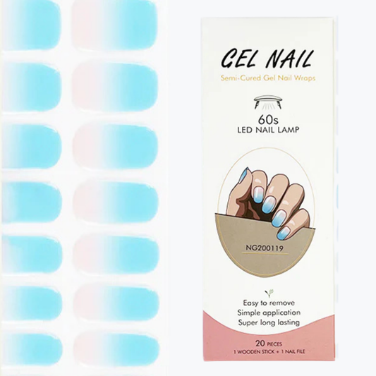 Uñas Gel Semi Curado Manicure - Sunrise Degrade Celeste Rosado