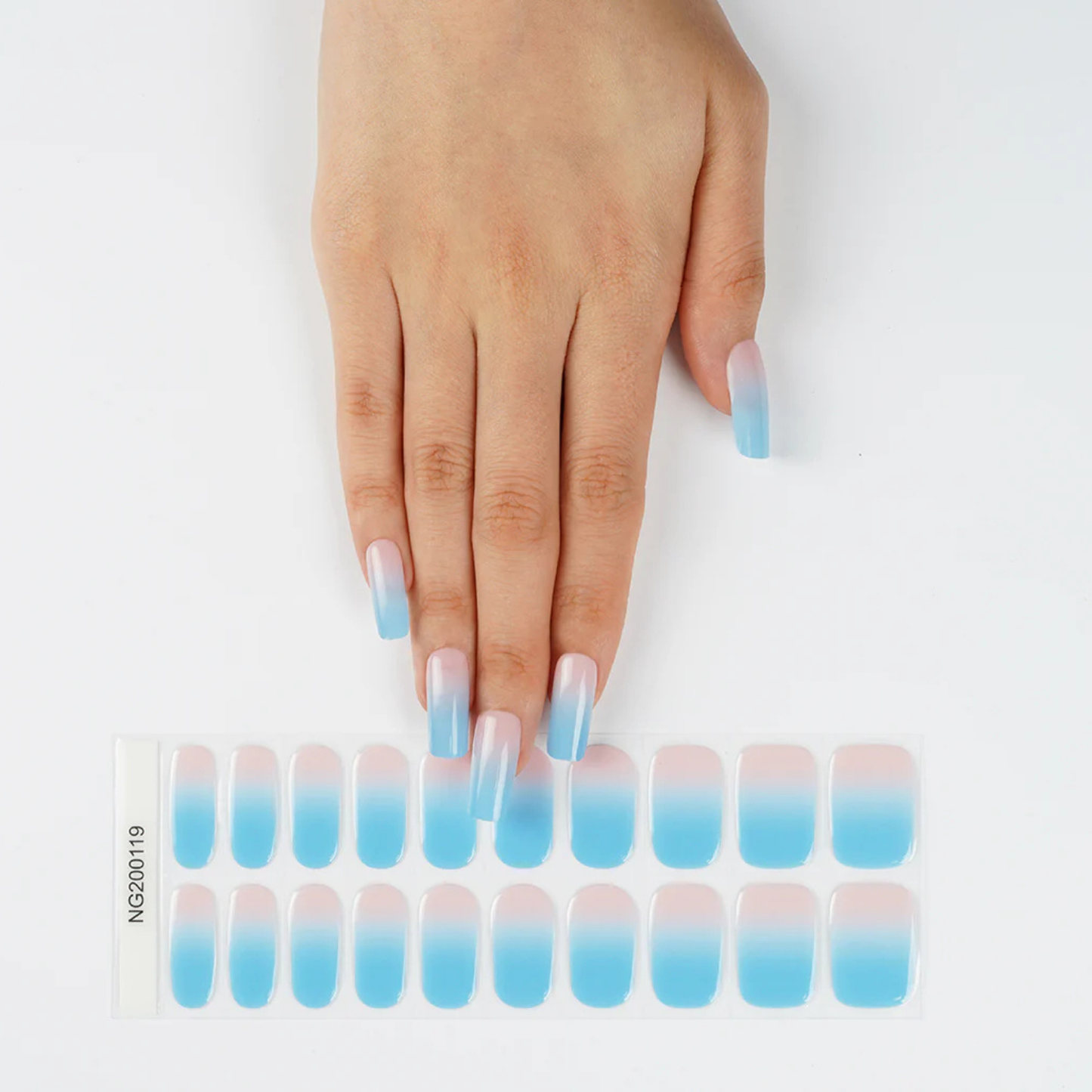 Uñas Gel Semi Curado Manicure - Sunrise Degrade Celeste Rosado
