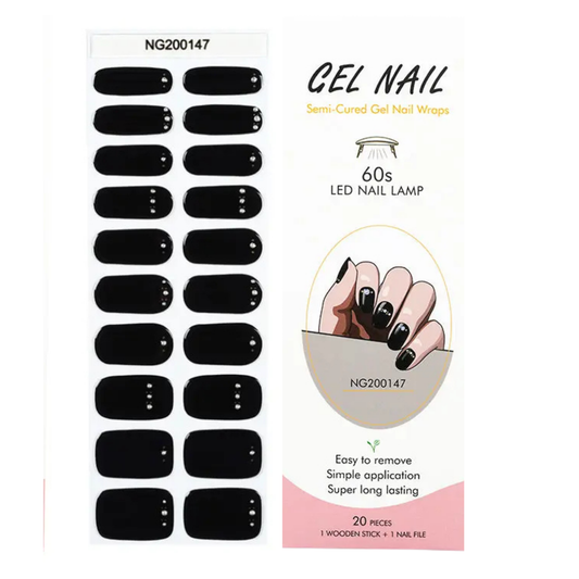 Uñas Gel Semi Curado Manicure - Negro Corona De Brillitos