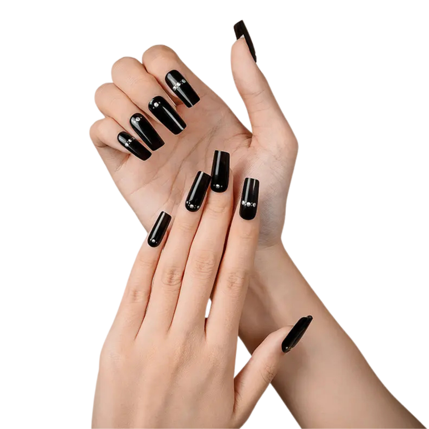 Uñas Gel Semi Curado Manicure - Negro Corona De Brillitos