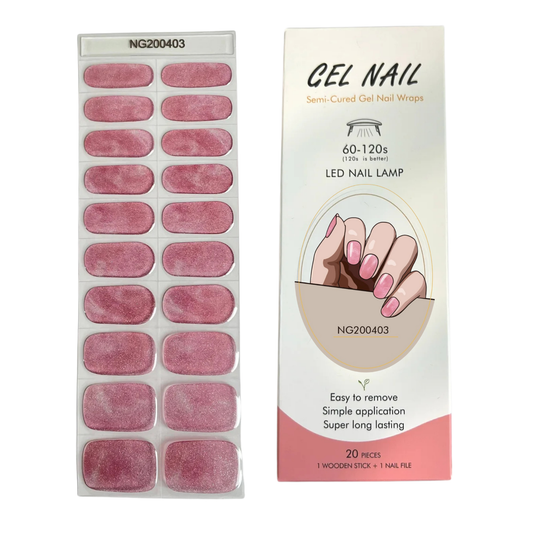 Uñas Gel Semi curado Manicure - Pink Rush (Marmoleado Rosado con brillitos)