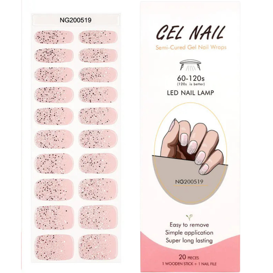 Uñas Gel Semi curado Manicure - Pink Stardust ( Uña Rosada con degrade de Glitter Plateado)