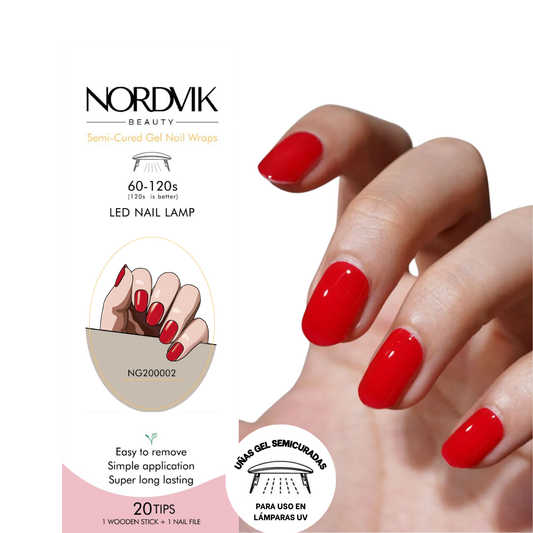 Uñas Gel Semi curado Manicure - Rojo Brillante Solido