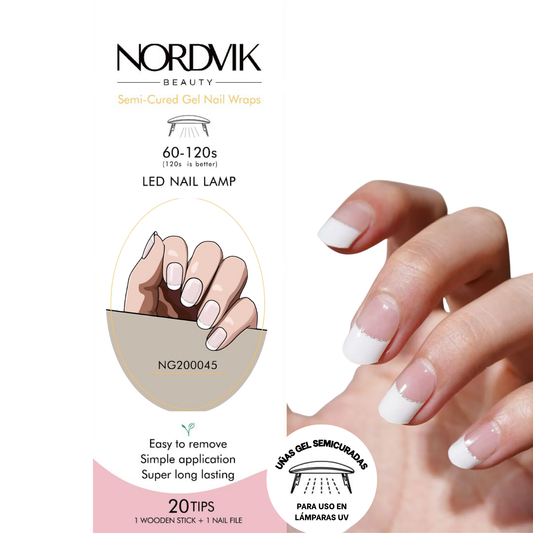 Uñas Gel Semi curado Manicure - Francesa Con línea de brillos