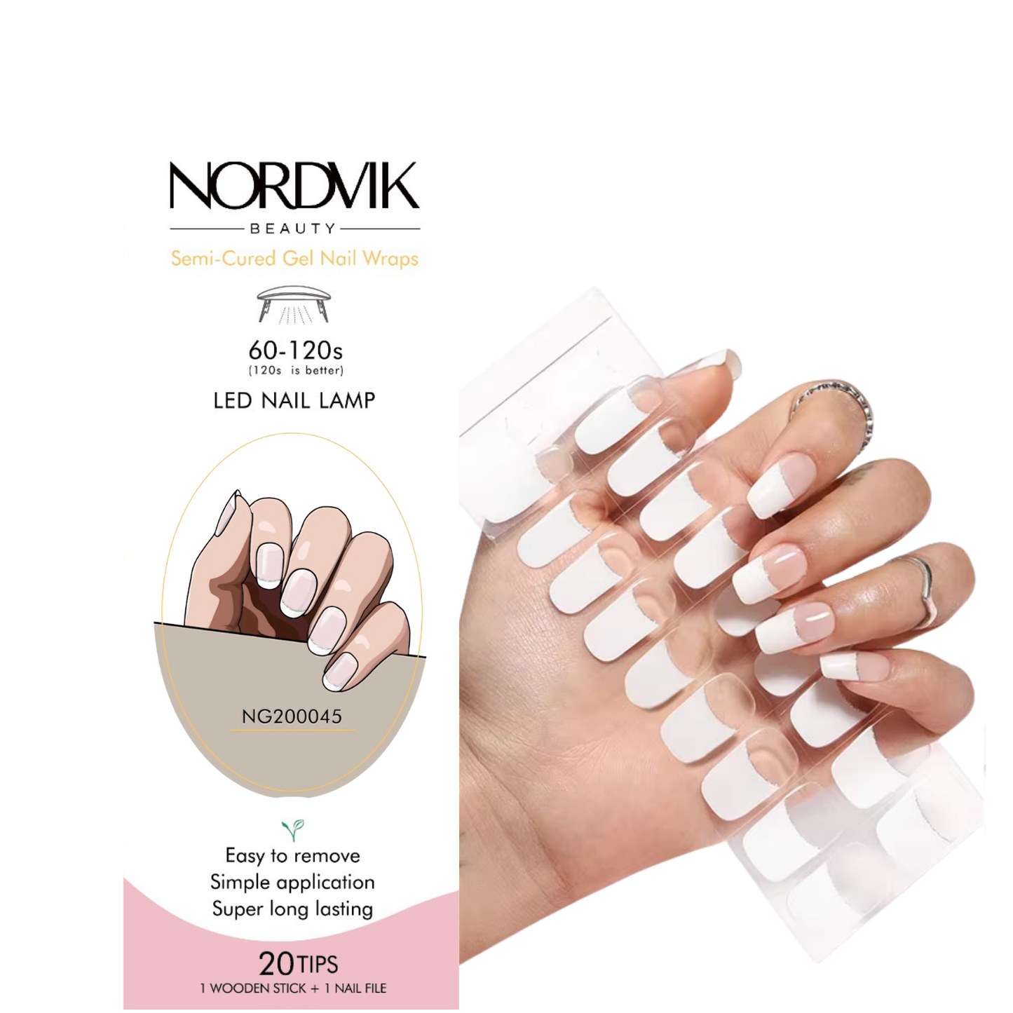 Uñas Gel Semi curado Manicure - Francesa Con línea de brillos