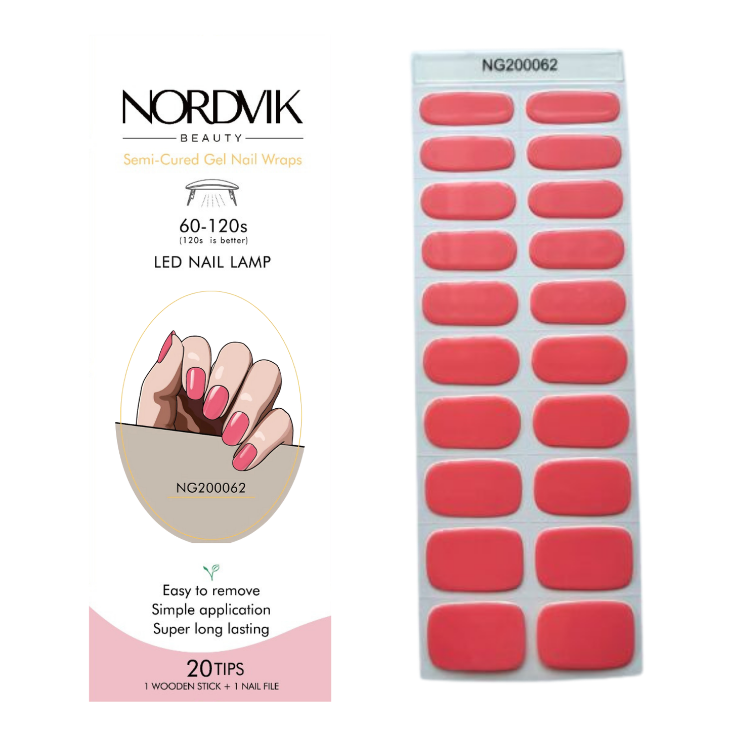 Uñas Gel Semi curado Manicure - Rosado Sandía Solido