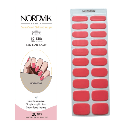 Uñas Gel Semi curado Manicure - Rosado Sandía Solido - Nordvik London