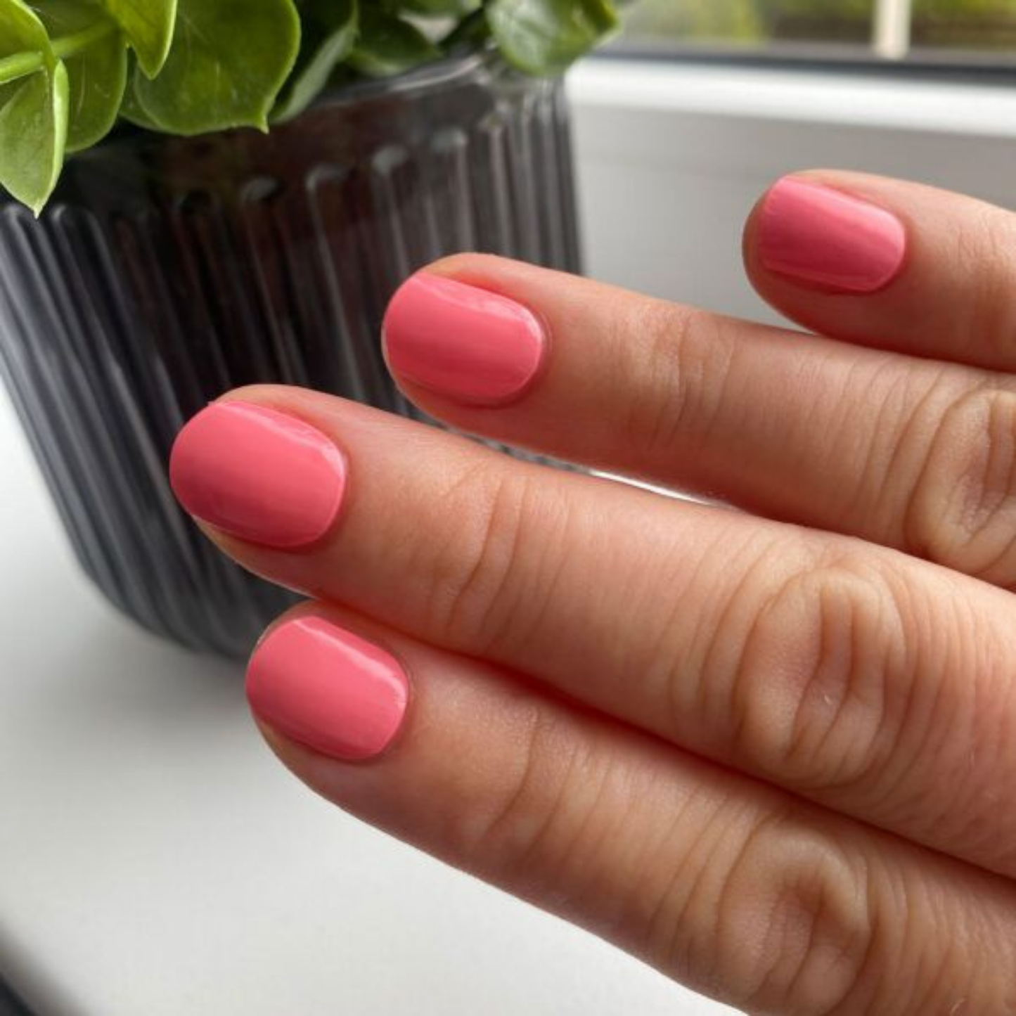 Uñas Gel Semi curado Manicure - Rosado Sandía Solido